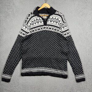 Artesanía Sweater Mens Sz XL Gray Nordic Fair Isle 1/4 Zip Peru Alpaca Handmade